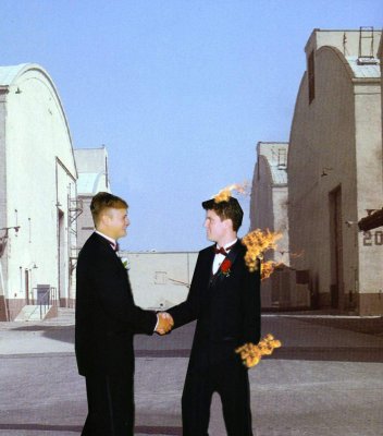 We're on the cover of Pink Floyd's album "Wish You Were Here".
